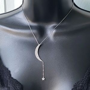 Pave Crystal Moon & Star Necklace | NWOT